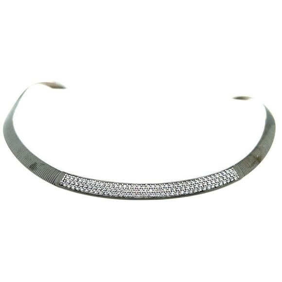 Oxidized Silver 925 CZ Necklace - Picture 1 of 6